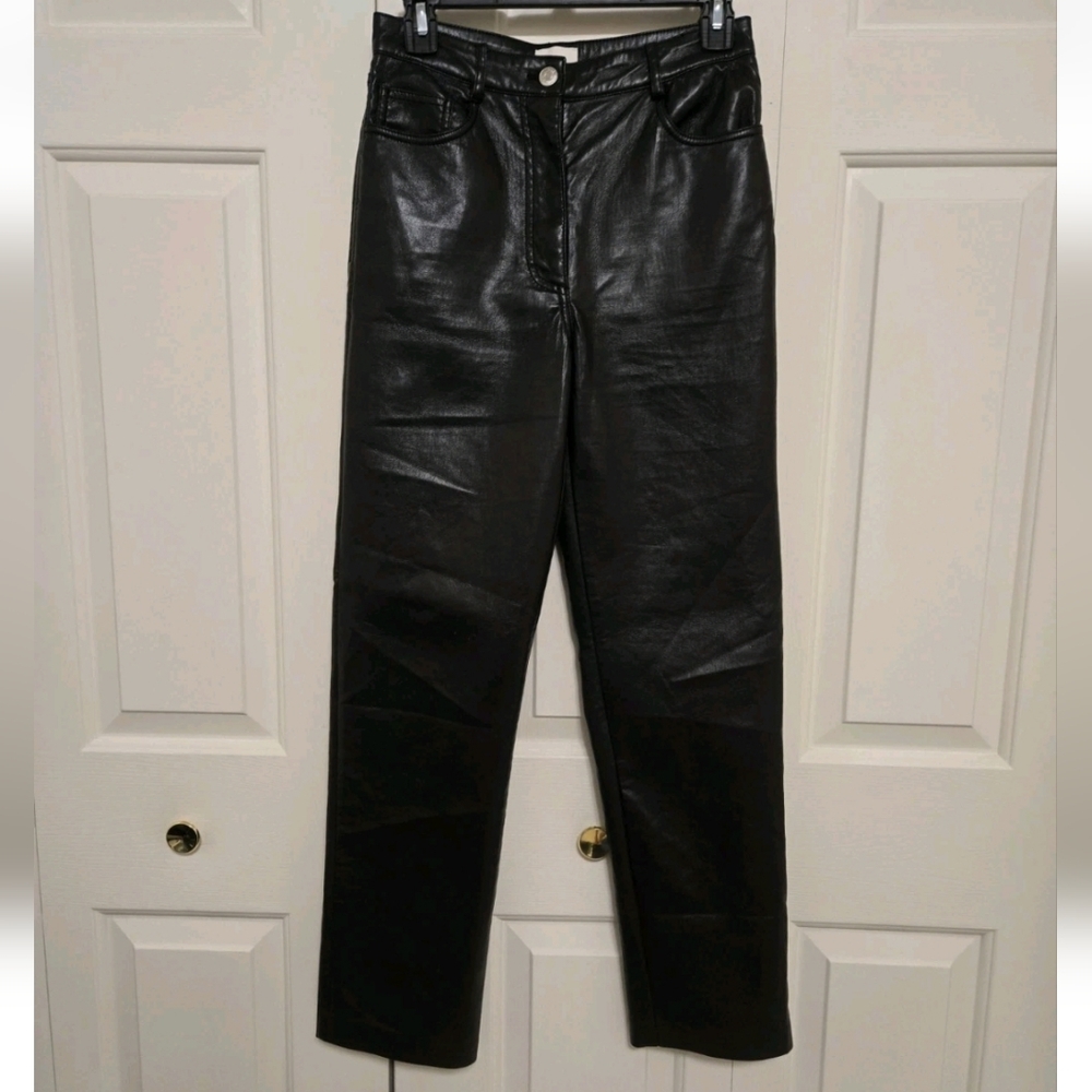 Aritzia Wilfred The Melina Vegan Leather High Rise Pants In Black Size 4